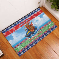 New Zealand Christmas Rubber Doormat Funny Jet Ride Kiwi Xmas - Polynesian Pride