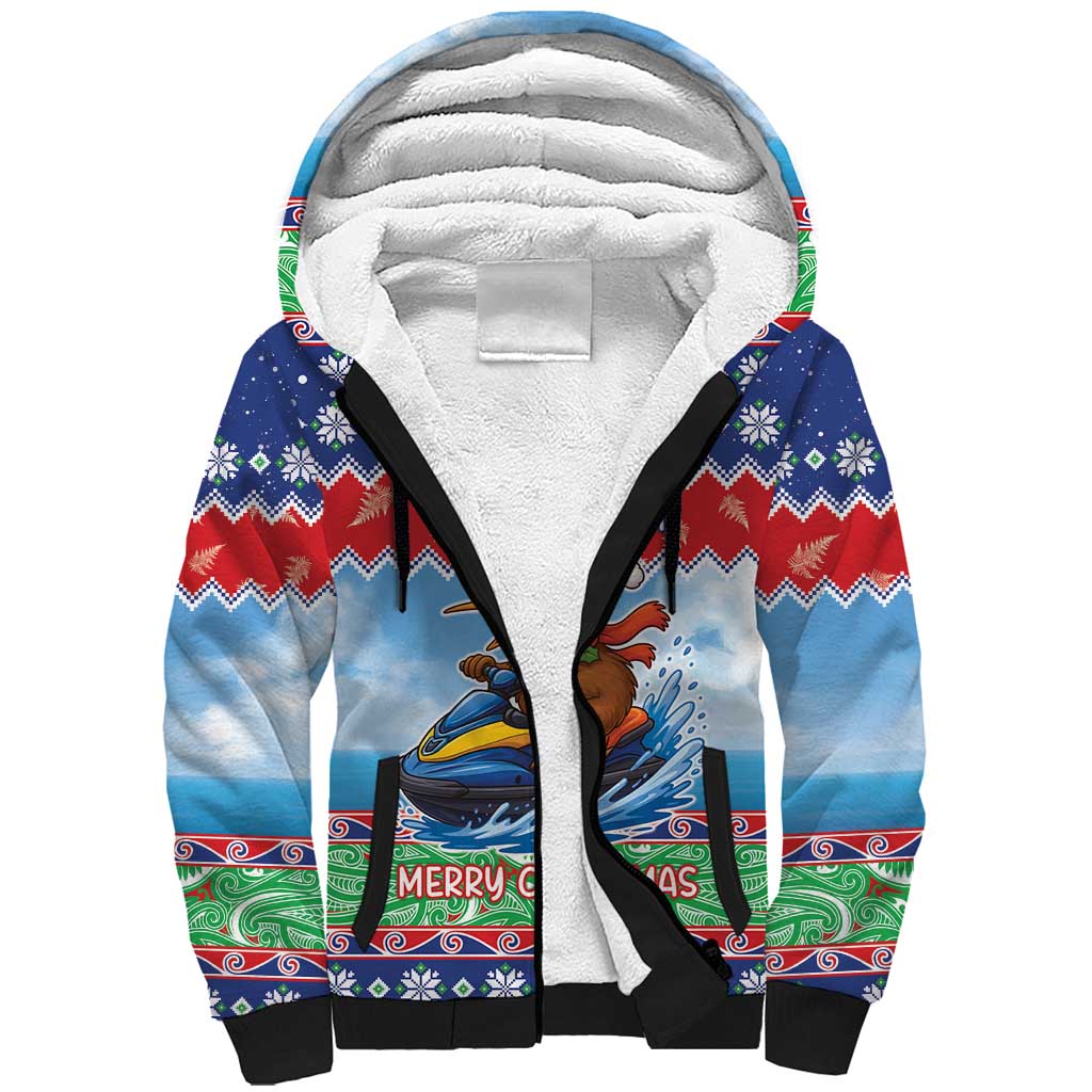 New Zealand Christmas Sherpa Hoodie Funny Jet Ride Kiwi Xmas - Polynesian Pride