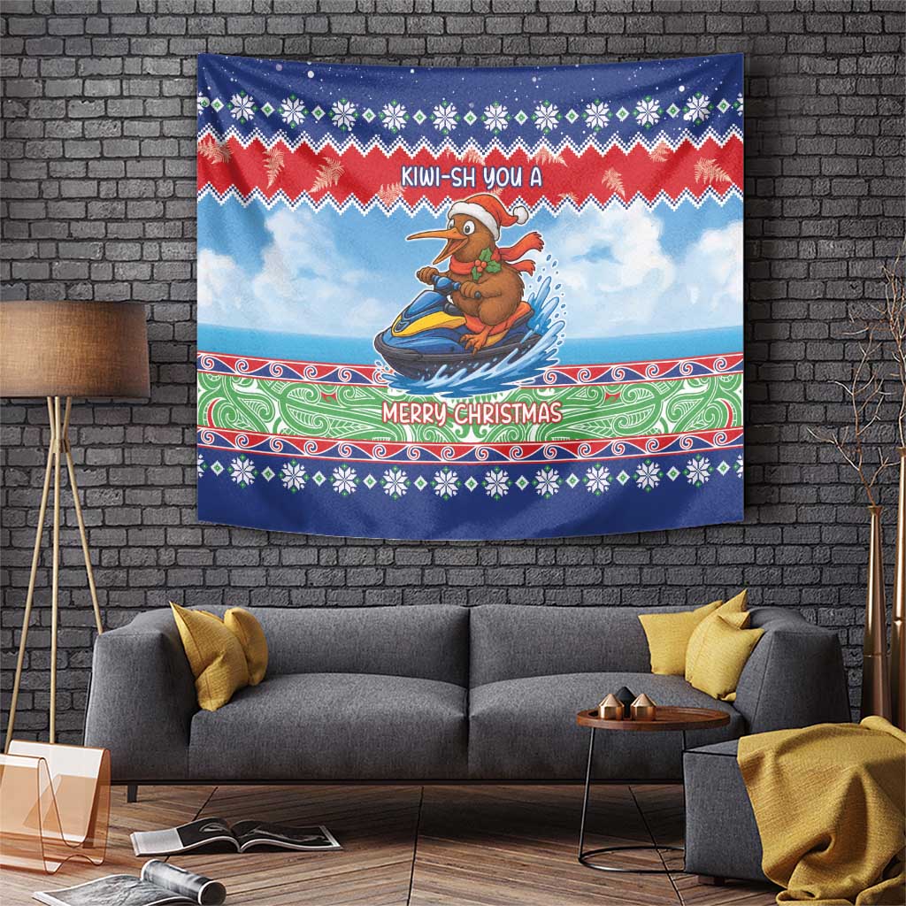 New Zealand Christmas Tapestry Funny Jet Ride Kiwi Xmas - Polynesian Pride