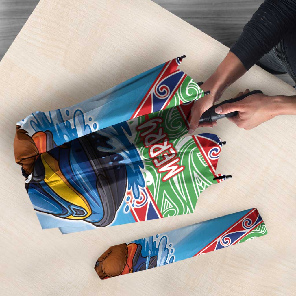 New Zealand Christmas Umbrella Funny Jet Ride Kiwi Xmas - Polynesian Pride