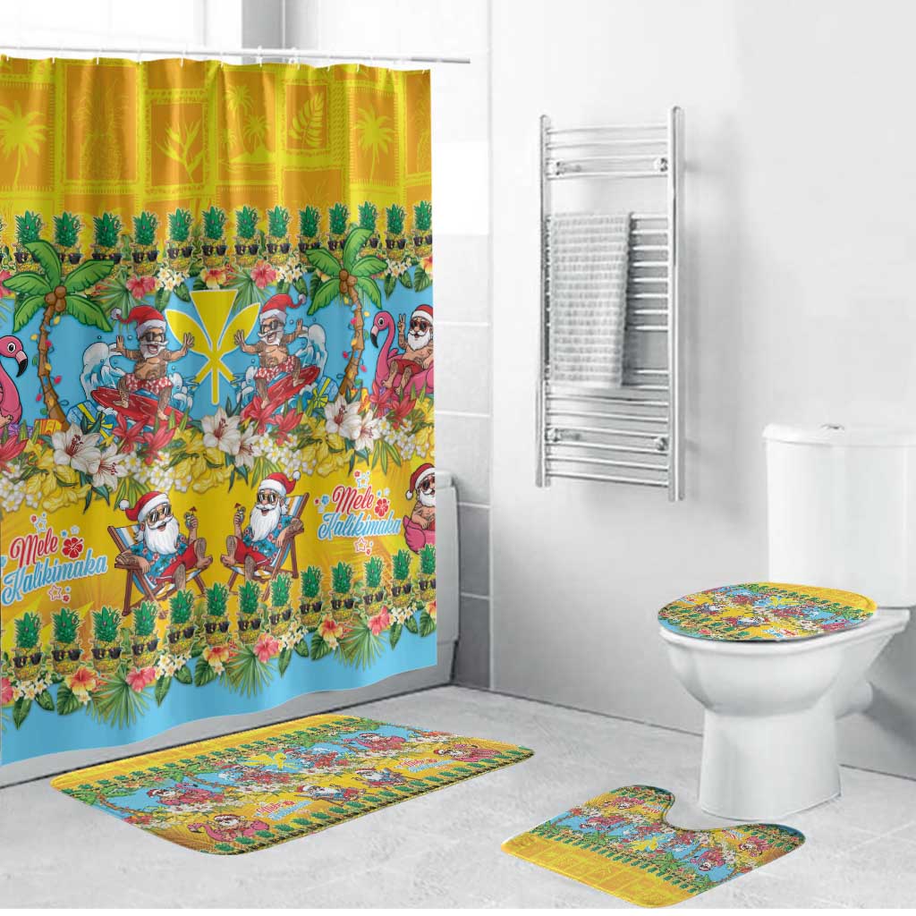 Hawaii Christmas Bathroom Set Mele Kalikimaka Tropical Vibes - Polynesian Pride