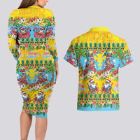 Hawaii Christmas Couples Matching Long Sleeve Bodycon Dress and Hawaiian Shirt Mele Kalikimaka Tropical Vibes - Polynesian Pride