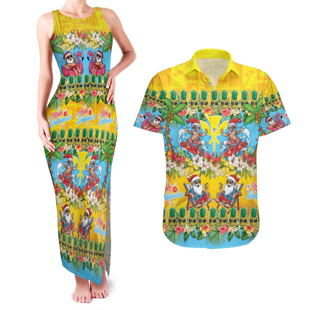 Hawaii Christmas Couples Matching Tank Maxi Dress and Hawaiian Shirt Mele Kalikimaka Tropical Vibes LT05 Colorful - Polynesian Pride