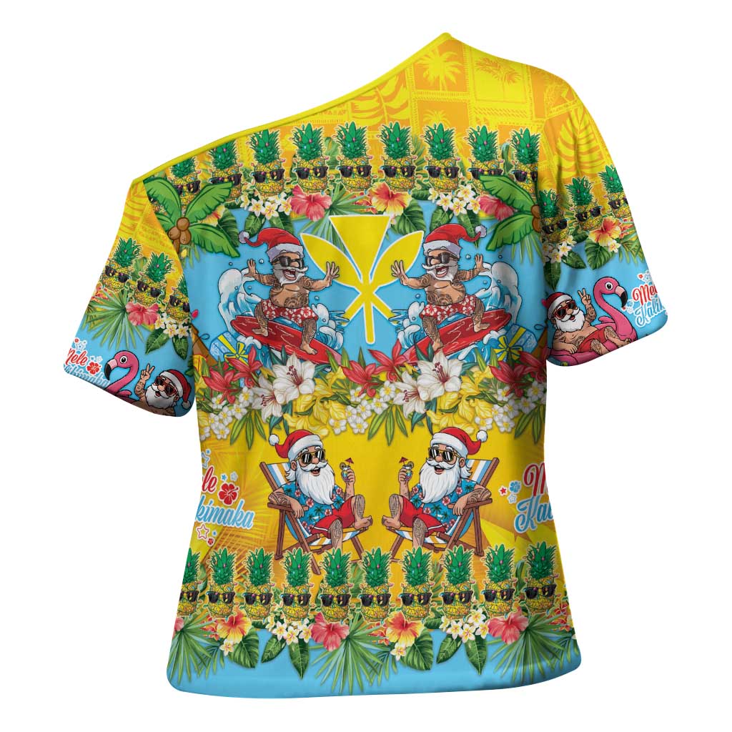 Hawaii Christmas Cross Shoulder Shirt Mele Kalikimaka Tropical Vibes LT05 - Polynesian Pride