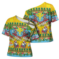 Hawaii Christmas Cross Shoulder Shirt Mele Kalikimaka Tropical Vibes LT05 - Polynesian Pride