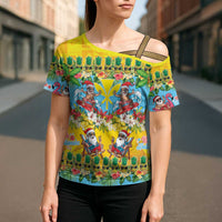 Hawaii Christmas Cross Shoulder Shirt Mele Kalikimaka Tropical Vibes LT05 - Polynesian Pride
