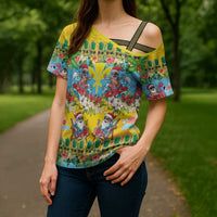 Hawaii Christmas Cross Shoulder Shirt Mele Kalikimaka Tropical Vibes LT05 - Polynesian Pride