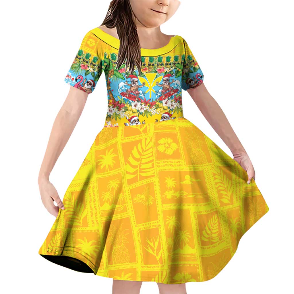 Hawaii Christmas Family Matching Off Shoulder Short Dress and Hawaiian Shirt Mele Kalikimaka Tropical Vibes - Polynesian Pride