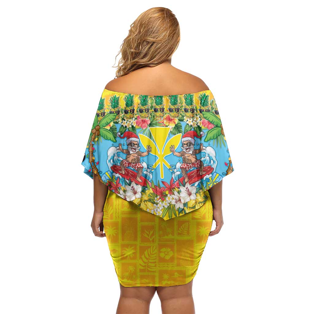 Hawaii Christmas Family Matching Off Shoulder Short Dress and Hawaiian Shirt Mele Kalikimaka Tropical Vibes - Polynesian Pride