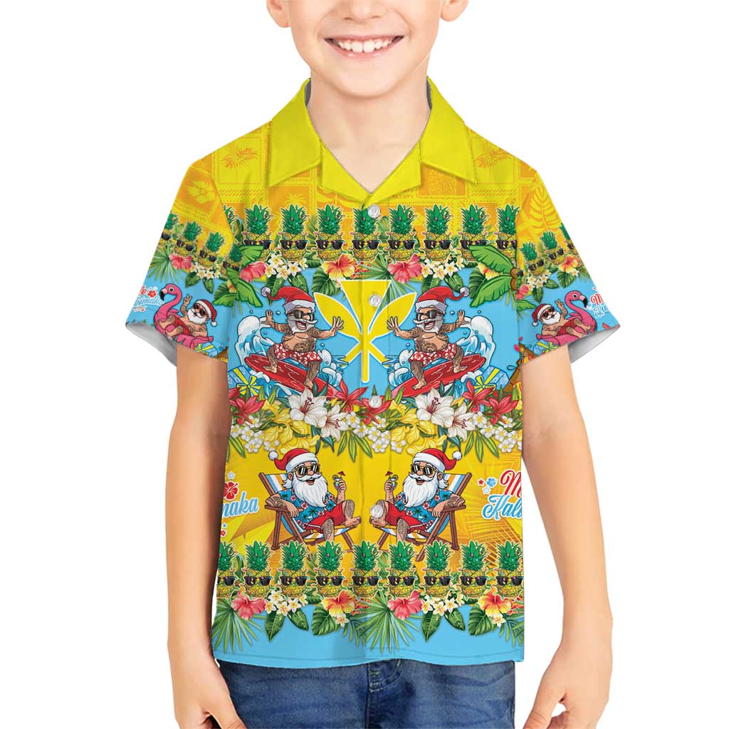 Hawaii Christmas Family Matching Tank Maxi Dress and Hawaiian Shirt Mele Kalikimaka Tropical Vibes LT05 Son's Shirt Colorful - Polynesian Pride