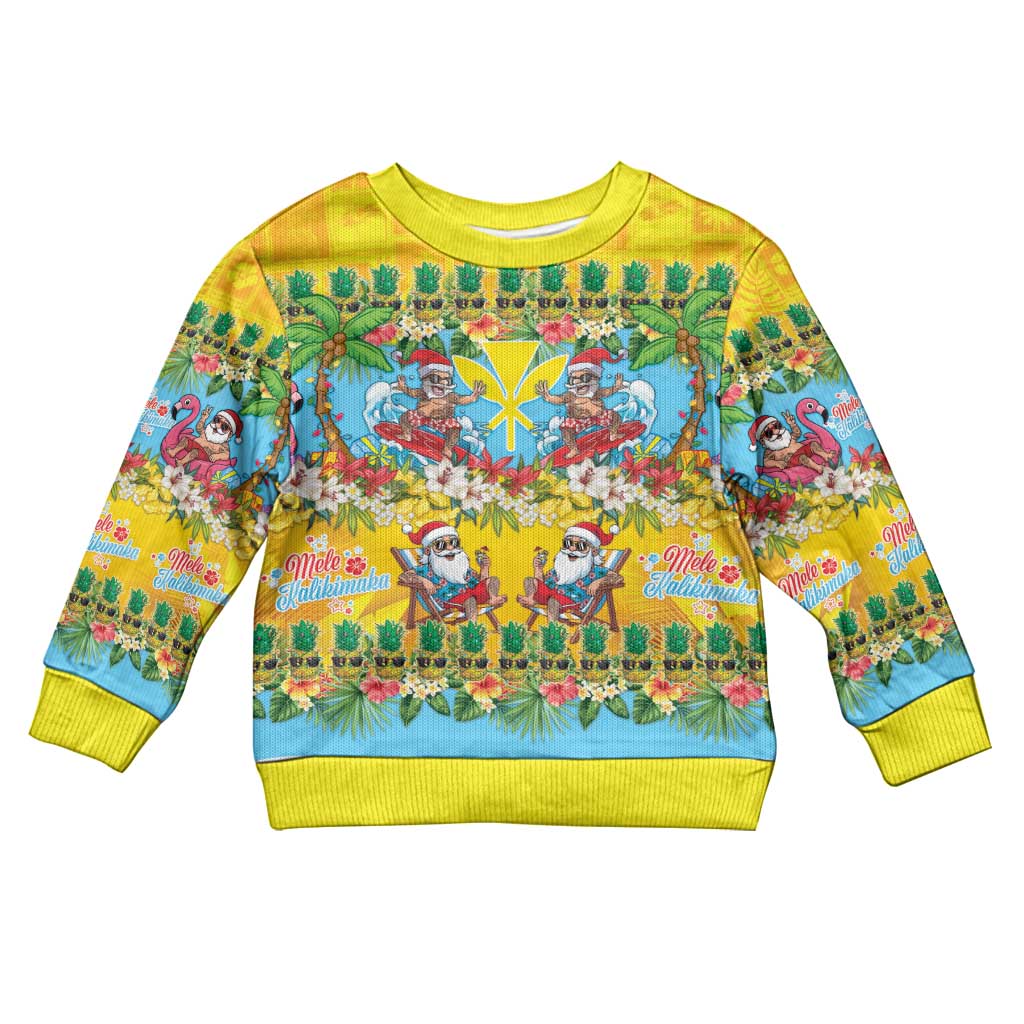 Hawaii Christmas Kid Ugly Christmas Sweater Mele Kalikimaka Tropical Vibes - Polynesian Pride