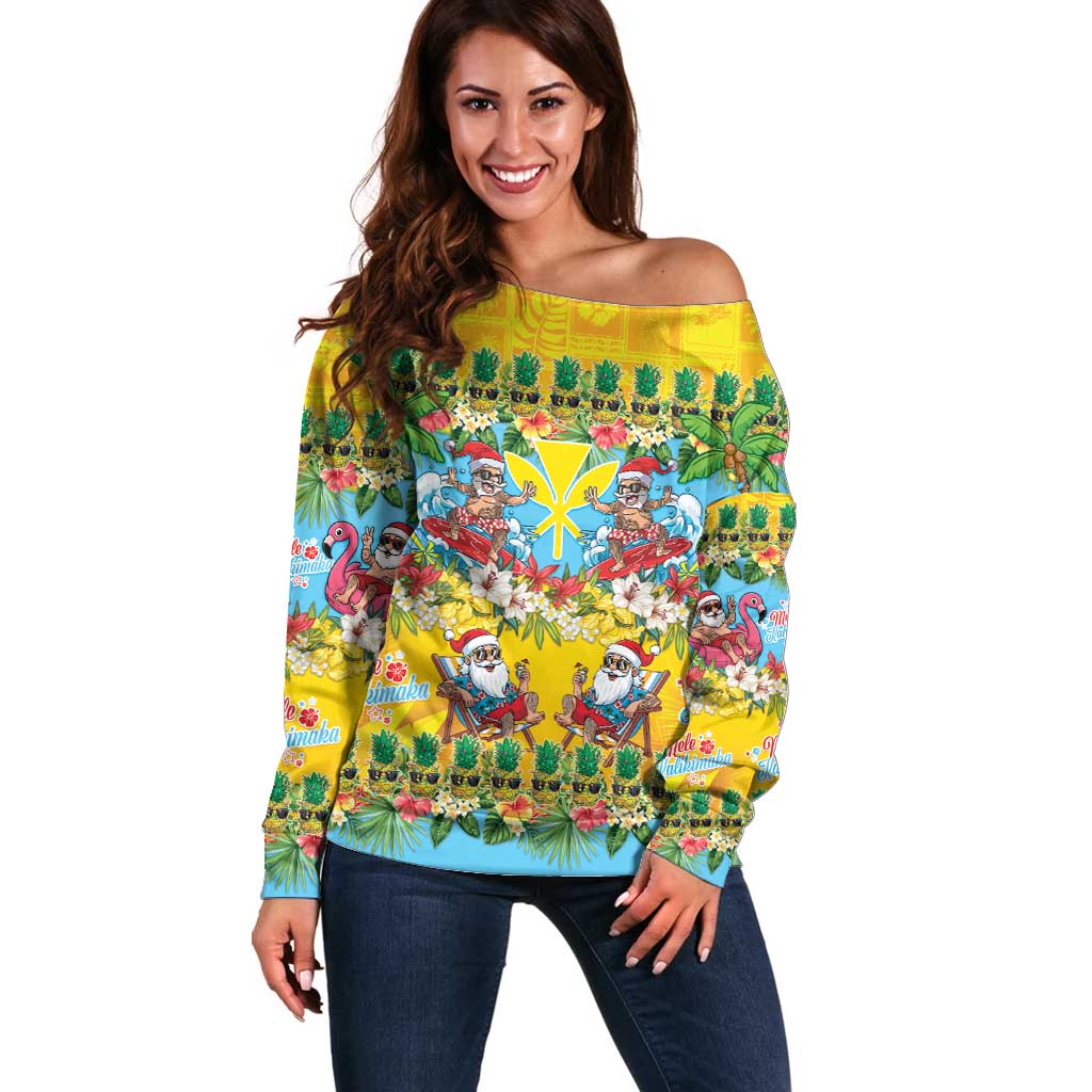 Hawaii Christmas Off Shoulder Sweater Mele Kalikimaka Tropical Vibes - Polynesian Pride