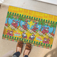 Hawaii Christmas Rubber Doormat Mele Kalikimaka Tropical Vibes - Polynesian Pride