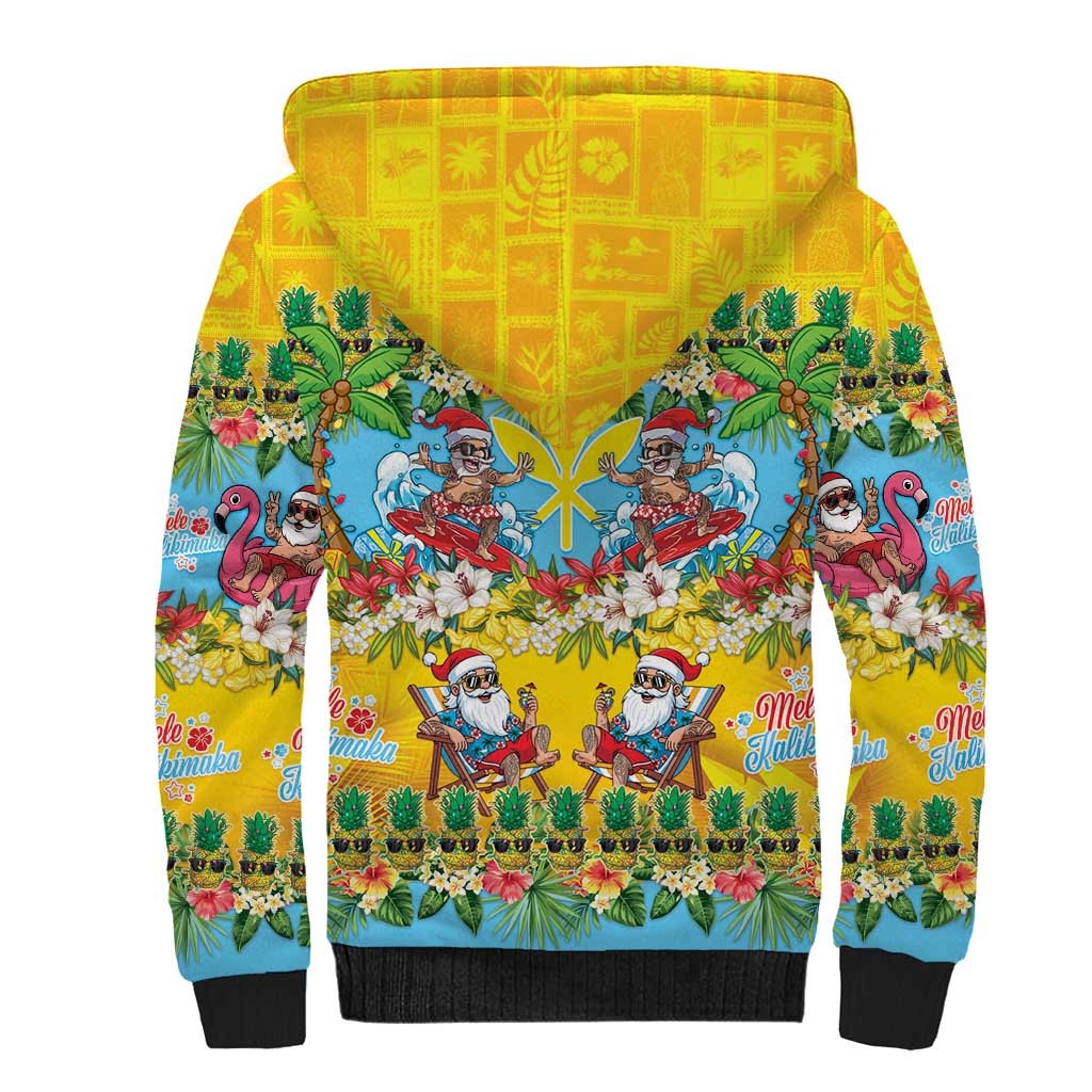 Hawaii Christmas Sherpa Hoodie Mele Kalikimaka Tropical Vibes - Polynesian Pride