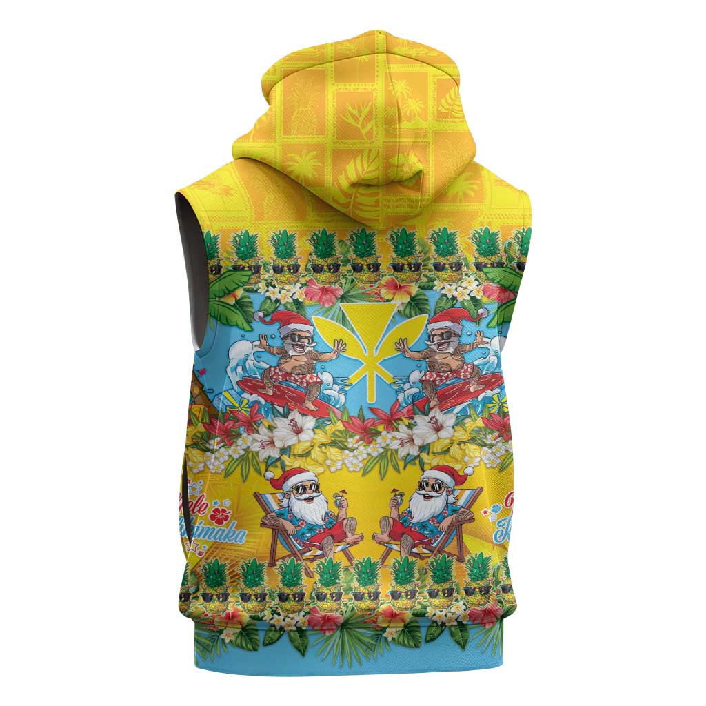 Hawaii Christmas Sleeveless Zip Hoodie Mele Kalikimaka Tropical Vibes - Polynesian Pride