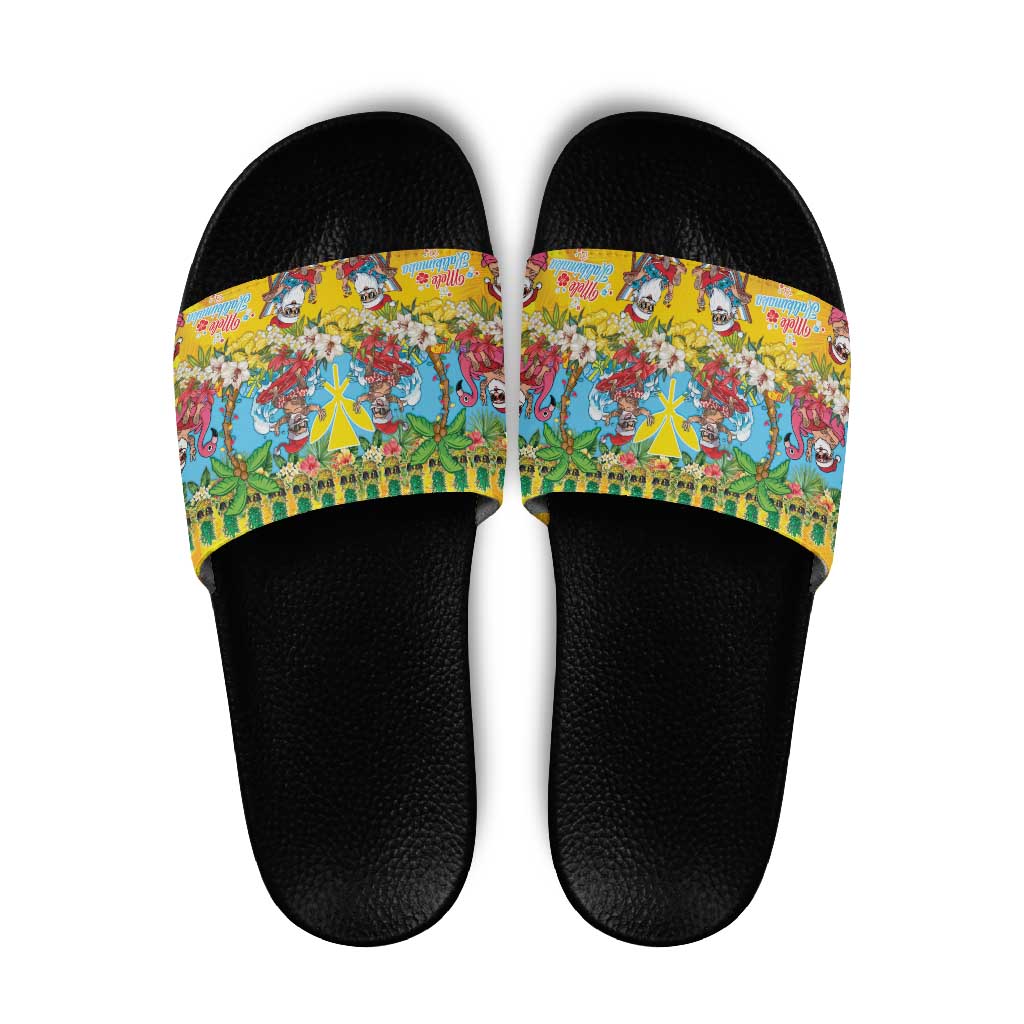Hawaii Christmas Slide Sandals Mele Kalikimaka Tropical Vibes - Polynesian Pride