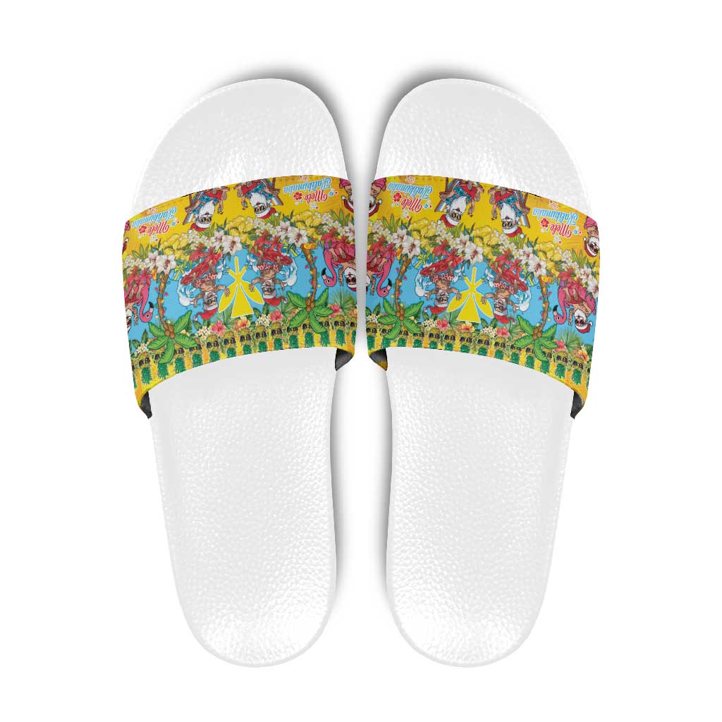 Hawaii Christmas Slide Sandals Mele Kalikimaka Tropical Vibes - Polynesian Pride
