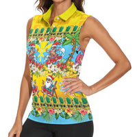 Hawaii Christmas Women Sleeveless Polo Shirt Mele Kalikimaka Tropical Vibes - Polynesian Pride