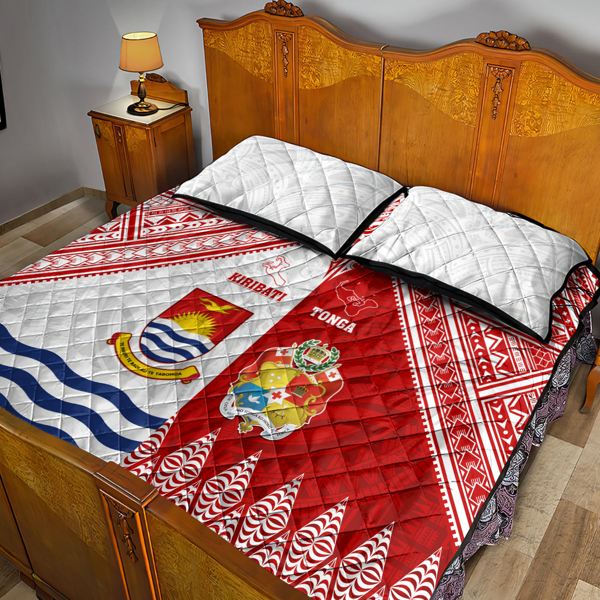 Tonga And Kiribati Quilt Bed Set Coat Of Arms Polynesian Pattern LT05 - Polynesian Pride