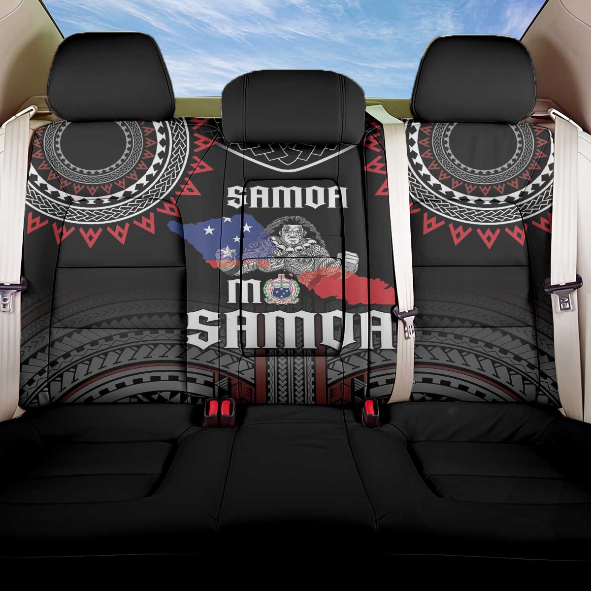 Samoa Black Saturday Back Car Seat Cover Samoan Warrior Tribal Pattern