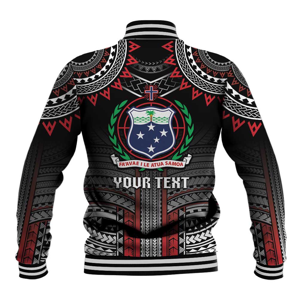 Personalised Samoa Black Saturday Baseball Jacket Samoan Warrior Tribal Pattern