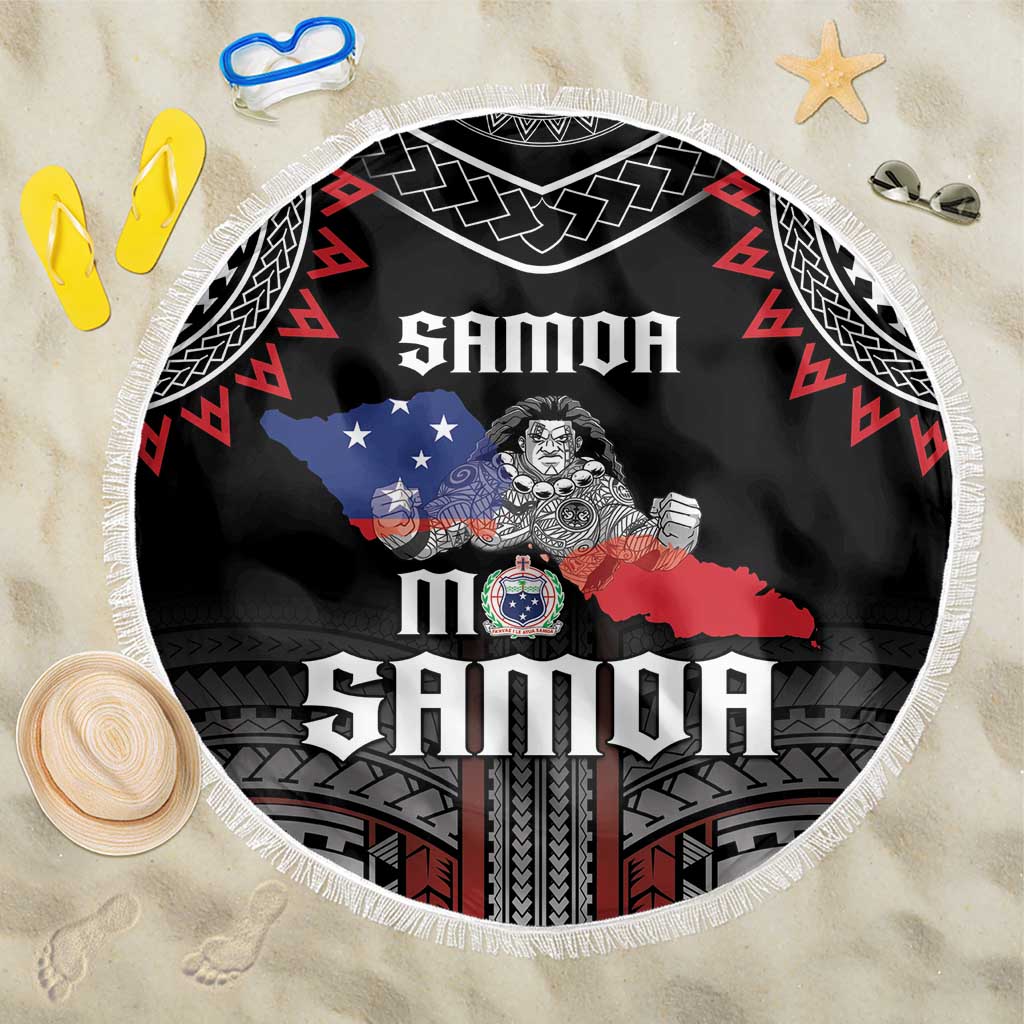 Samoa Black Saturday Beach Blanket Samoan Warrior Tribal Pattern