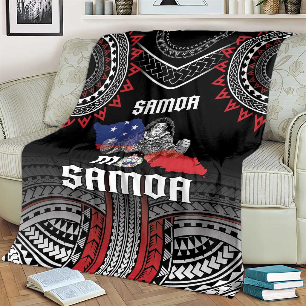 Samoa Black Saturday Blanket Samoan Warrior Tribal Pattern