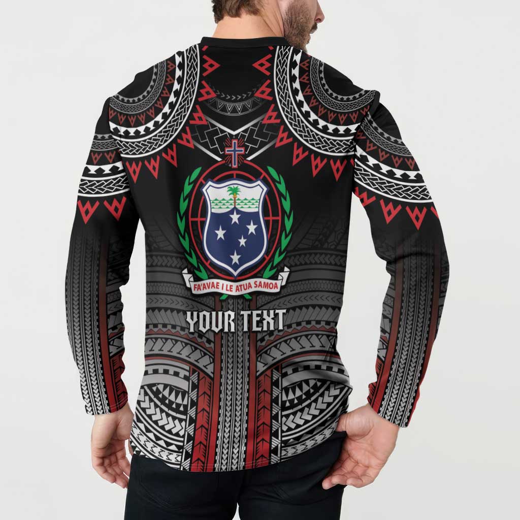 Personalised Samoa Black Saturday Button Sweatshirt Samoan Warrior Tribal Pattern