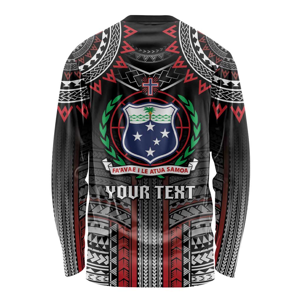 Personalised Samoa Black Saturday Long Sleeve Shirt Samoan Warrior Tribal Pattern