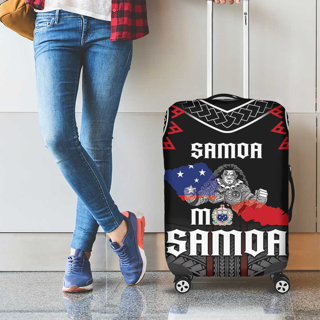 Samoa Black Saturday Luggage Cover Samoan Warrior Tribal Pattern