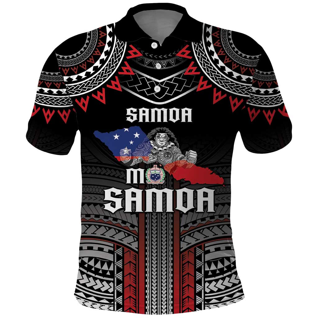 Personalised Samoa Black Saturday Polo Shirt Samoan Warrior Tribal Pattern