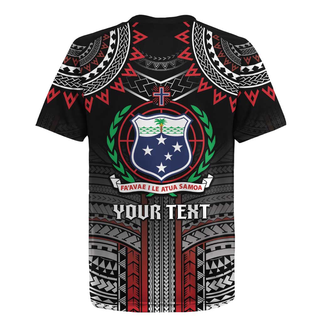 Personalised Samoa Black Saturday Rugby Jersey Samoan Warrior Tribal Pattern