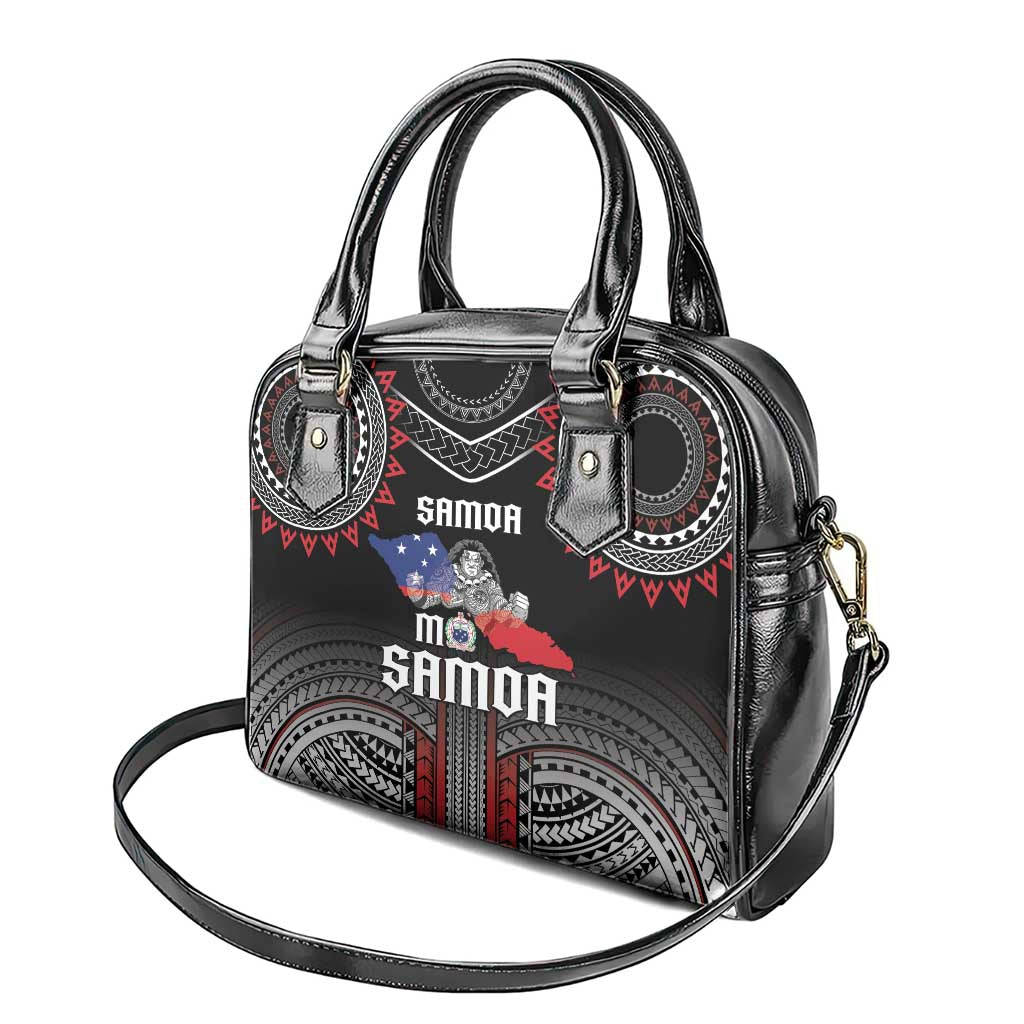 Samoa Black Saturday Shoulder Handbag Samoan Warrior Tribal Pattern
