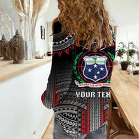 Personalised Samoa Black Saturday Women Casual Shirt Samoan Warrior Tribal Pattern