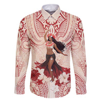 Tahiti Women's Day Family Matching Off Shoulder Long Sleeve Dress and Hawaiian Shirt With Polynesian Pattern LT05 Dad's Shirt - Long Sleeve Beige - Polynesian Pride