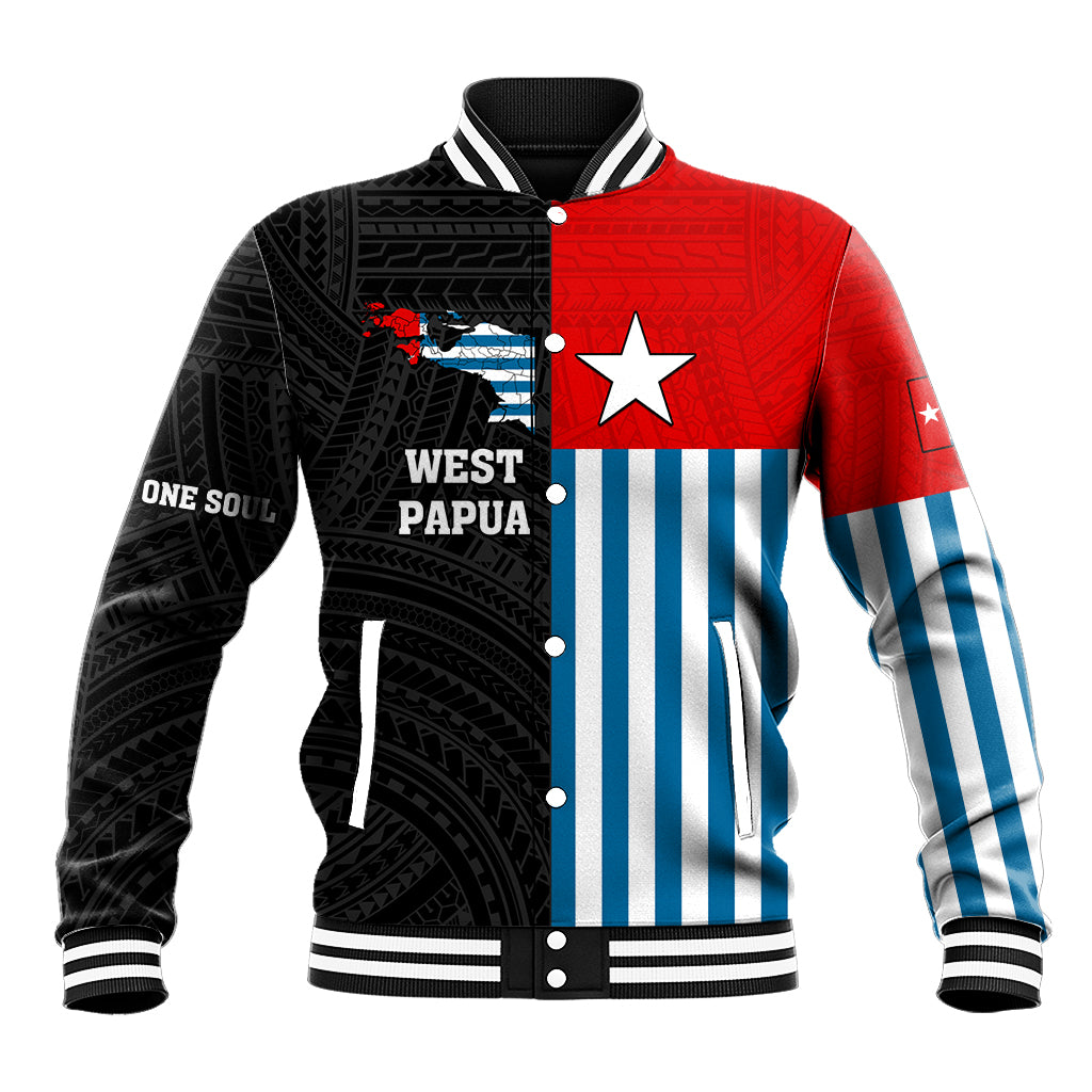 Personalised West Papua Baseball Jacket Polynesian Pattern With Coat Of Arms LT05 Unisex Blue - Polynesian Pride