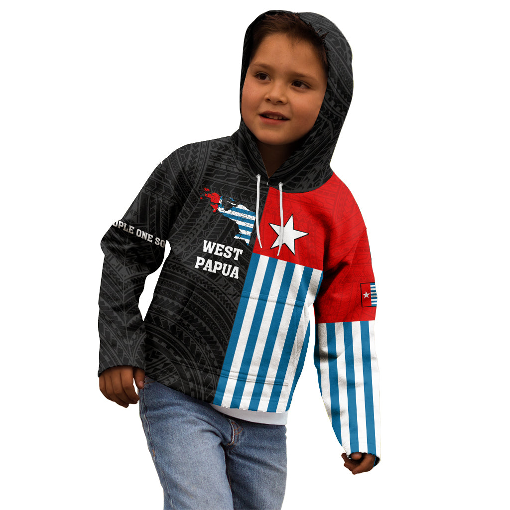 Personalised West Papua Kid Hoodie Polynesian Pattern With Coat Of Arms LT05 - Polynesian Pride