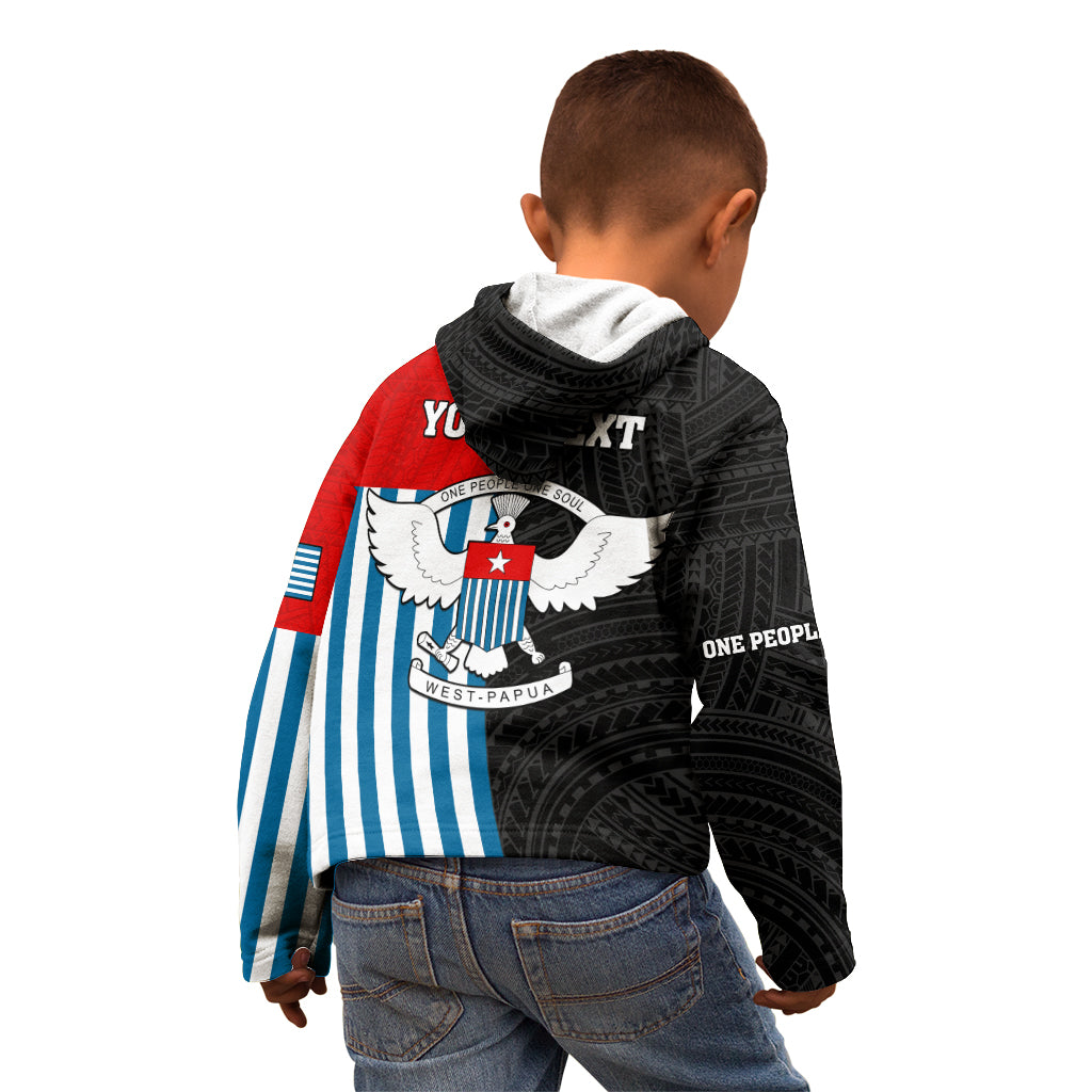 Personalised West Papua Kid Hoodie Polynesian Pattern With Coat Of Arms LT05 - Polynesian Pride