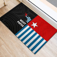 Personalised West Papua Rubber Doormat Polynesian Pattern With Coat Of Arms