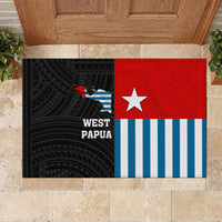 Personalised West Papua Rubber Doormat Polynesian Pattern With Coat Of Arms