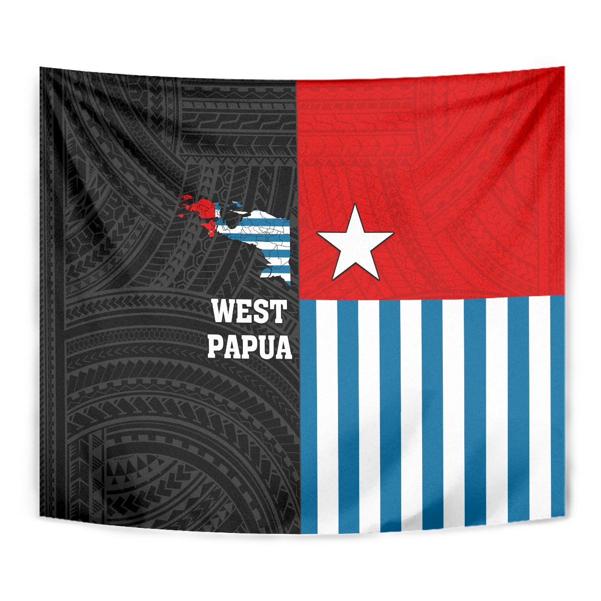 Personalised West Papua Tapestry Polynesian Pattern With Coat Of Arms