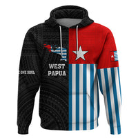 Personalised West Papua Zip Hoodie Polynesian Pattern With Coat Of Arms LT05 Pullover Hoodie Blue - Polynesian Pride