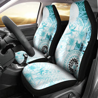 Samoa Siapo Pattern With Teal Hibiscus Car Seat Cover