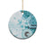 Samoa Siapo Pattern With Teal Hibiscus Ceramic Ornament