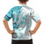 Samoa Siapo Pattern With Teal Hibiscus Family Matching Off Shoulder Maxi Dress and Hawaiian Shirt LT05 - Polynesian Pride