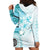 Samoa Siapo Pattern With Teal Hibiscus Hoodie Dress LT05 - Polynesian Pride