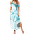 Samoa Siapo Pattern With Teal Hibiscus Summer Maxi Dress LT05 Women Teal - Polynesian Pride