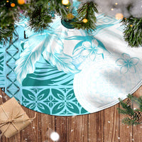Samoa Siapo Pattern With Teal Hibiscus Tree Skirt LT05 - Polynesian Pride