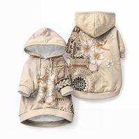 Samoa Siapo Pattern With Beige Hibiscus Pet Hoodie