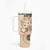 Samoa Siapo Pattern With Beige Hibiscus Tumbler With Handle